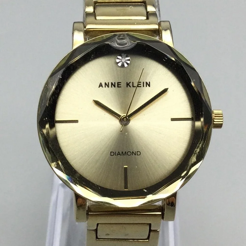Anne Klein Diamond Accent Womens Watch 32mm Gold Tone AK/1328 New Battery 6.25